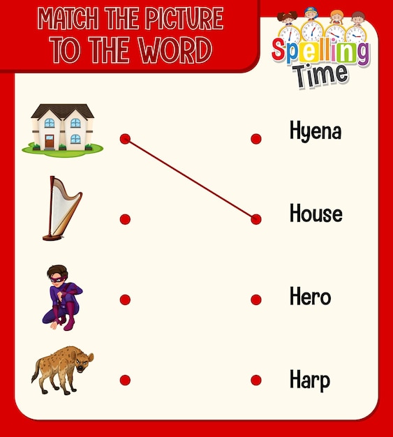 Match the picture to the word worksheet for children