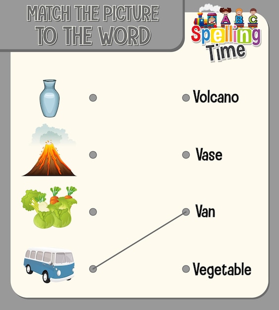 Match the picture to the word worksheet for children