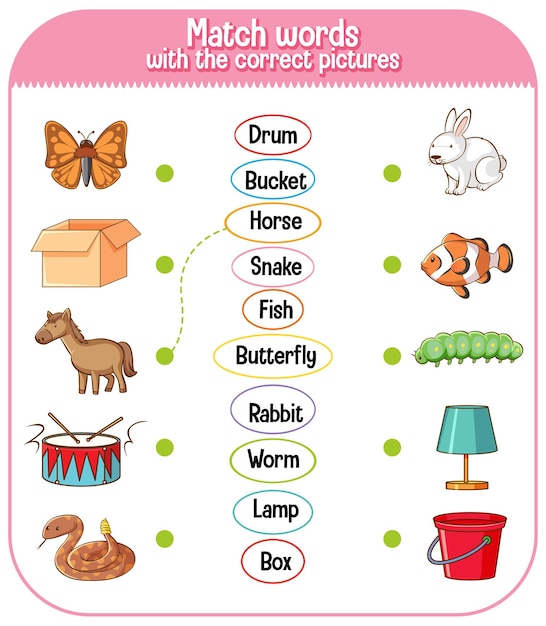 Match words with the correct pictures game for kids