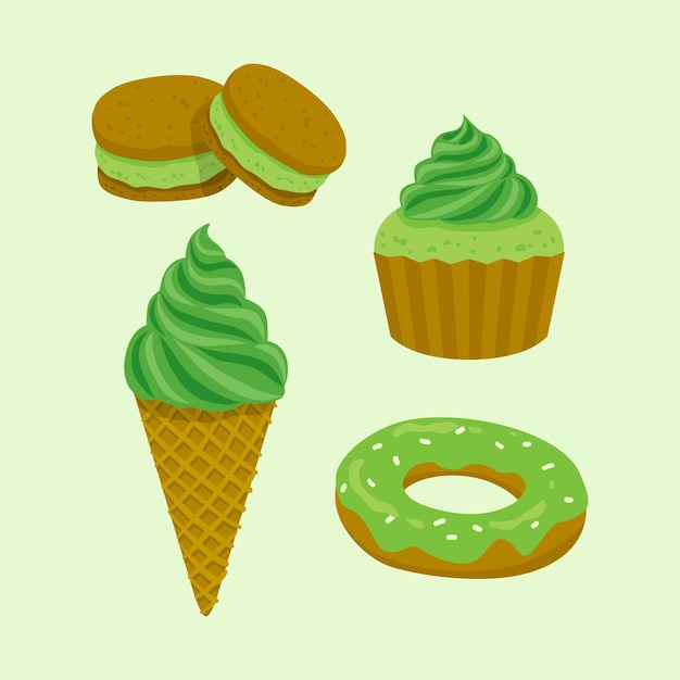 Free Vector matcha dessert collection concept