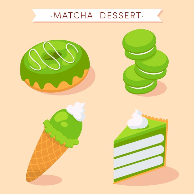 Free Vector matcha dessert collection concept