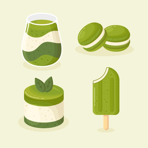 Free Vector matcha dessert collection concept