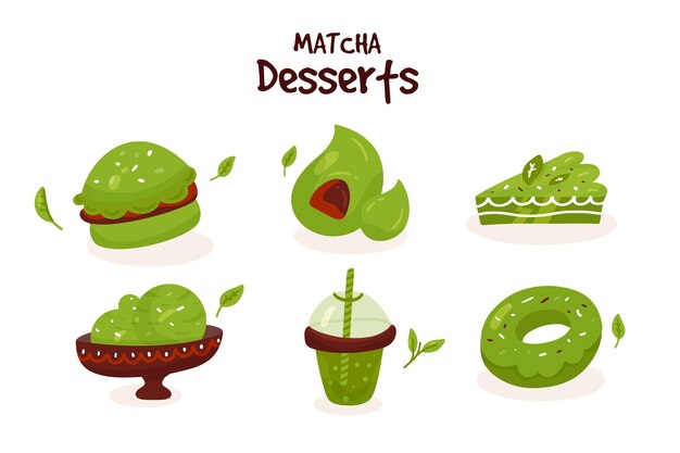 Matcha dessert collection concept