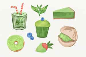 Free vector matcha dessert collection