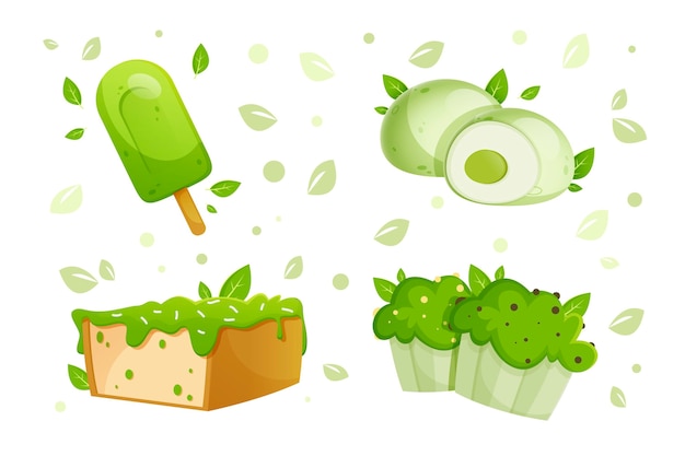 Free Vector matcha dessert collection