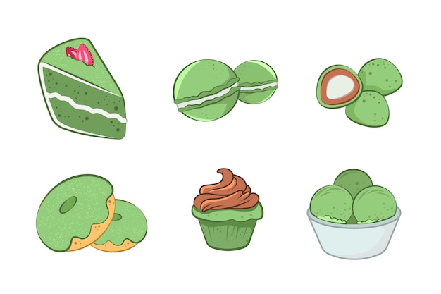 Free Vector matcha dessert pack