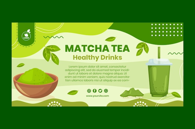 Matcha tea banner template