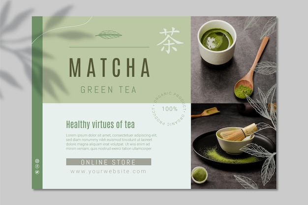 Matcha tea banner template