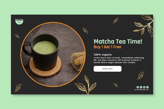 Matcha tea banner template