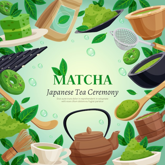 Free Vector matcha tea ceremony background template