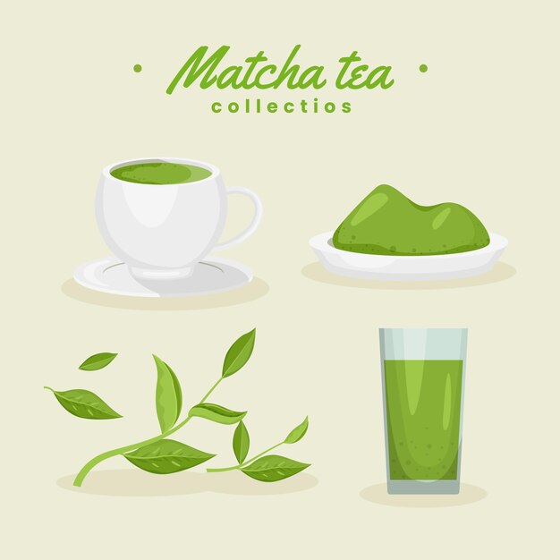 Matcha tea collection concept