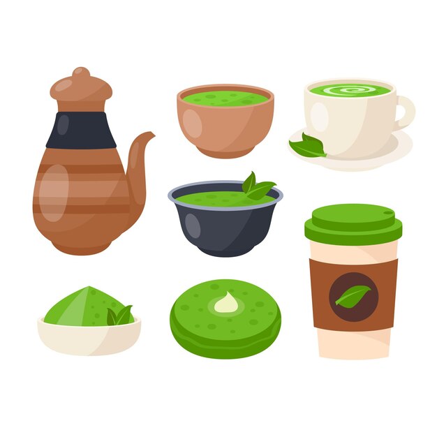 Matcha tea collection concept