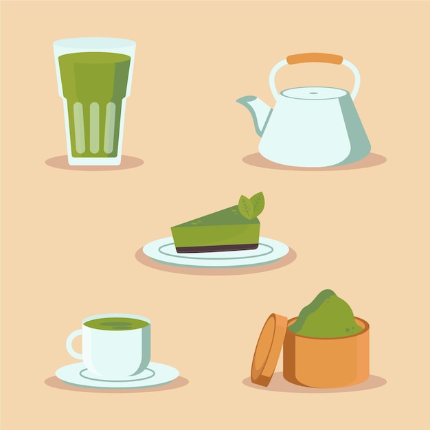 Free Vector matcha tea collection concept