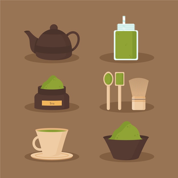 Free Vector matcha tea collection concept