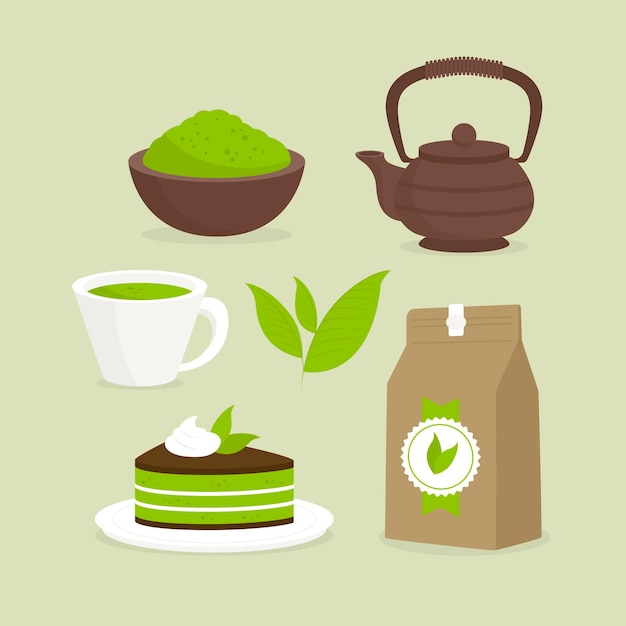 Free Vector matcha tea collection