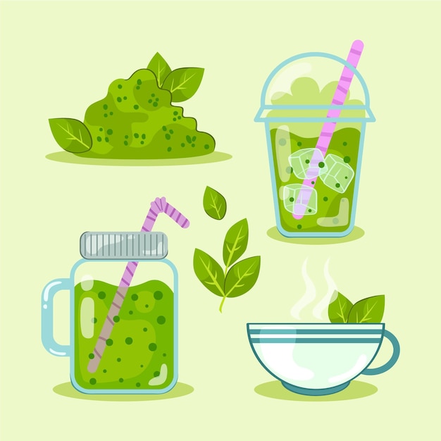 Free Vector matcha tea collection