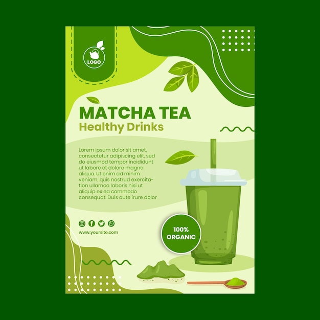 Matcha tea flyer template