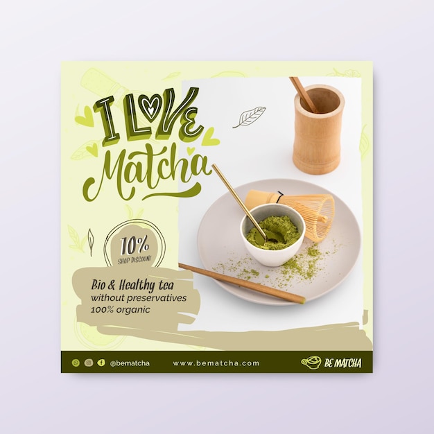 Free Vector matcha tea flyer template