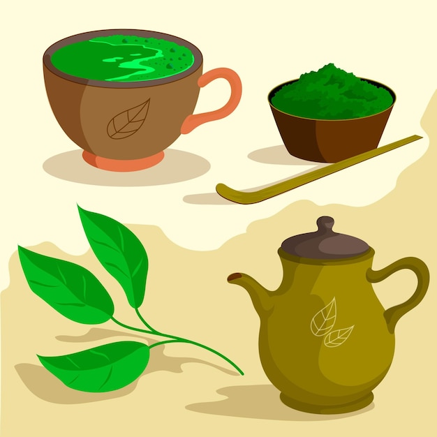 Matcha tea and herbs collection