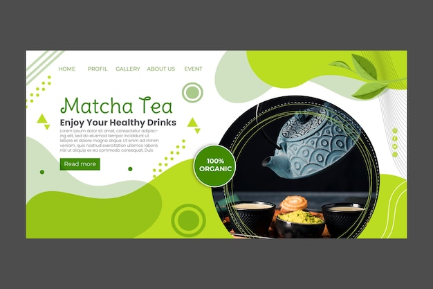 Free Vector matcha tea landing page template design