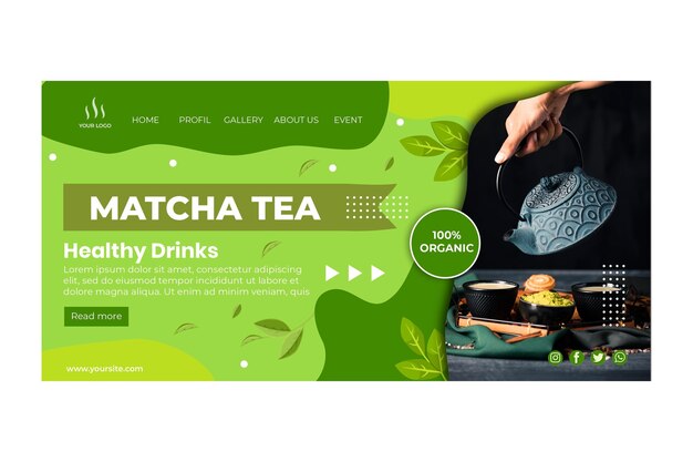 Matcha tea landing page template