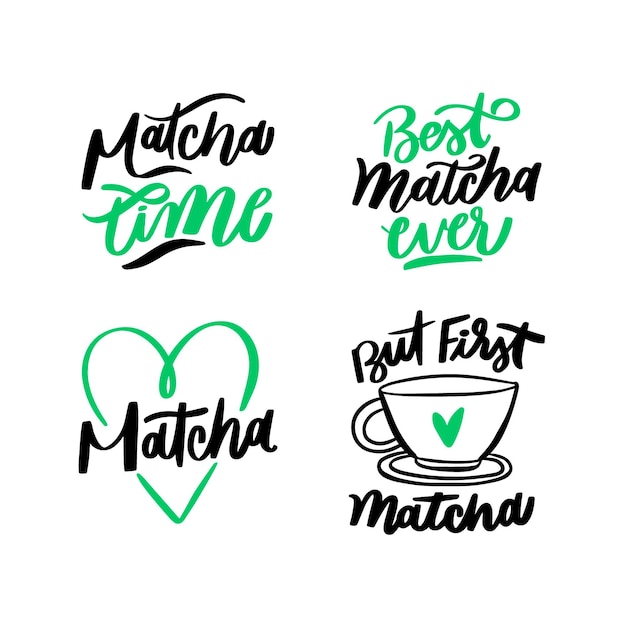 Matcha tea lettering collection