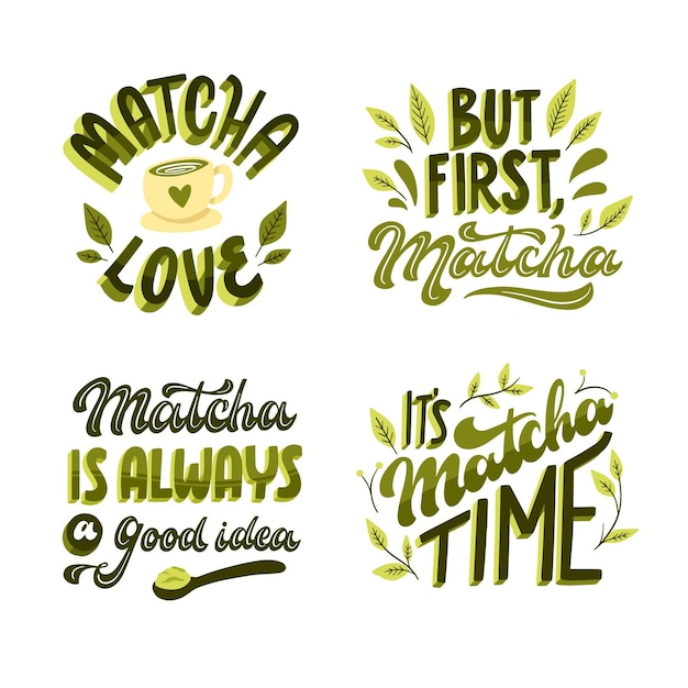 Free Vector matcha tea lettering collection