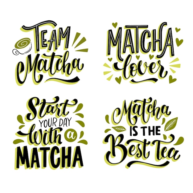 Matcha tea lettering collection