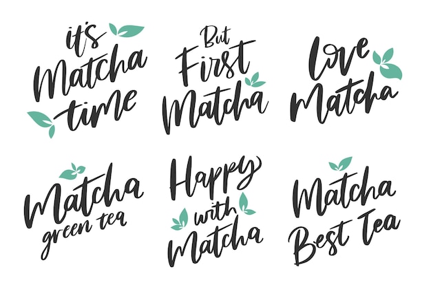 Free Vector matcha tea lettering pack