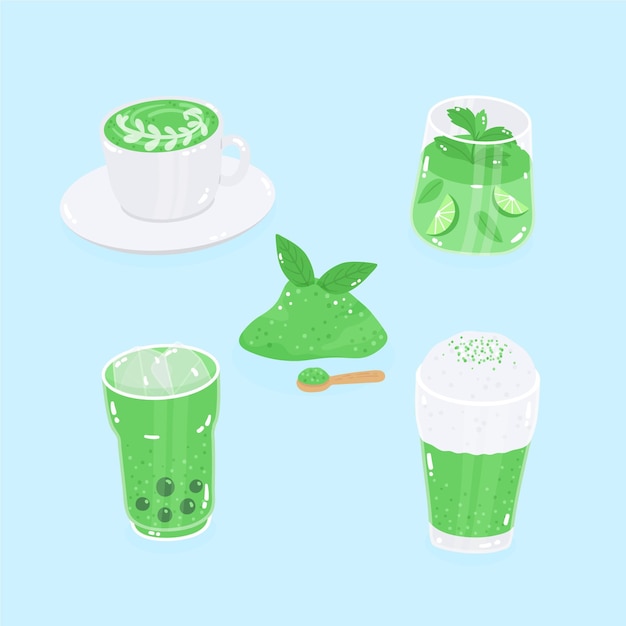 Free Vector matcha tea pack