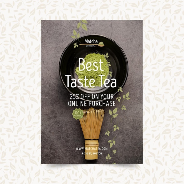 Matcha tea poster template