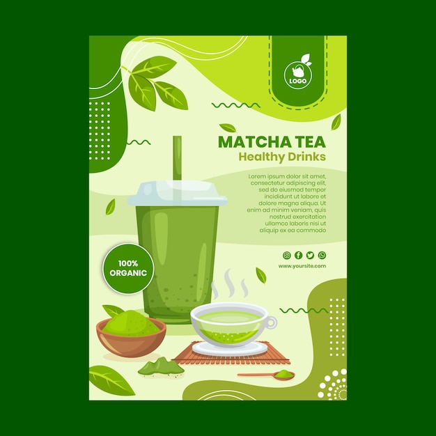 Matcha tea poster template