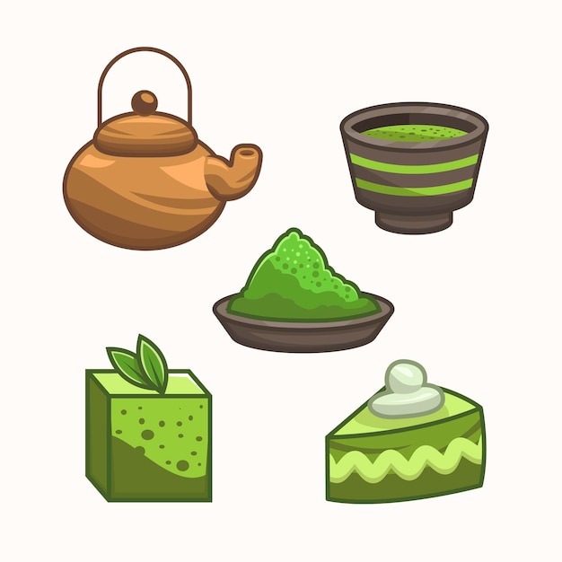 Free Vector matcha tea set