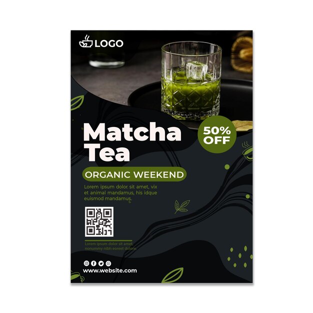 Matcha tea vertical flyer template