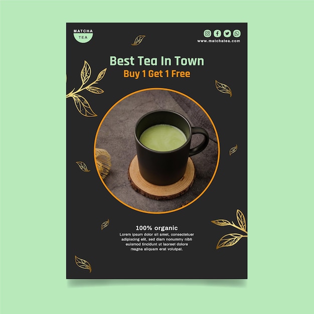 Free Vector matcha tea vertical flyer