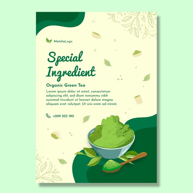 Matcha tea vertical poster template