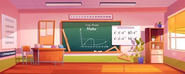 Free Vector math classroom interior