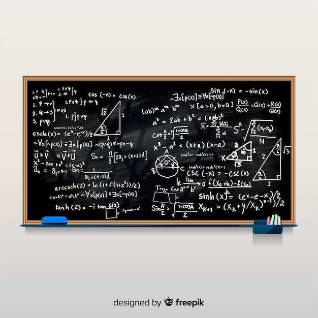 Free Vector maths realistic chalkboard background