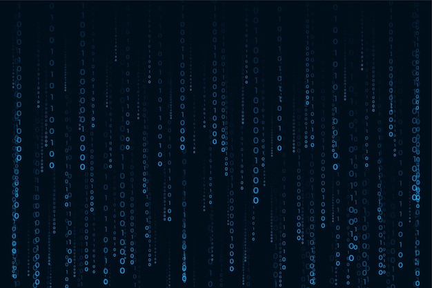 Matrix style binary code digital falling numbers blue background