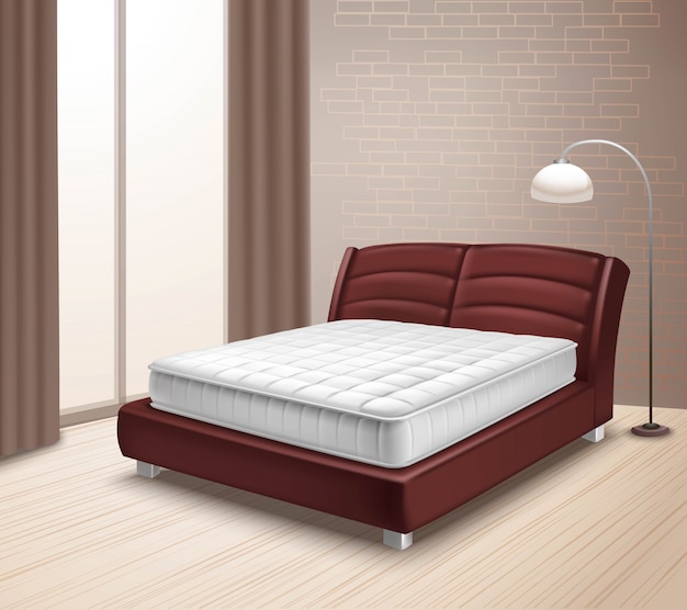 Free Vector mattress bed in home interior