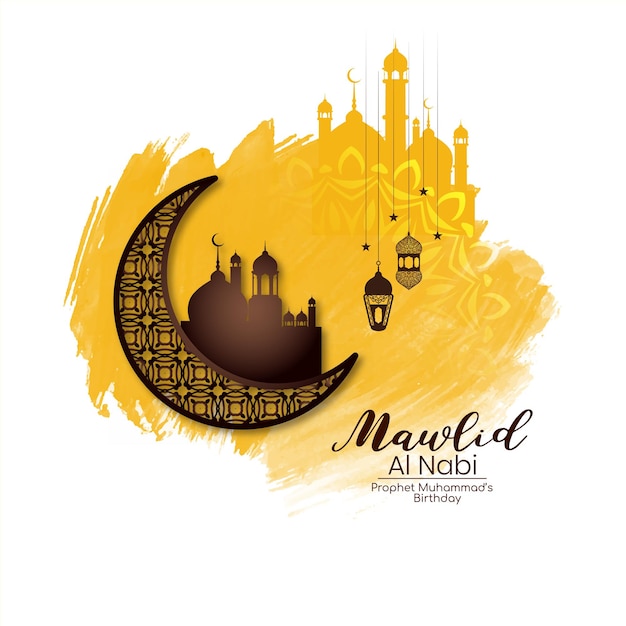 Mawlid al nabi islamic festival greeting background design vector