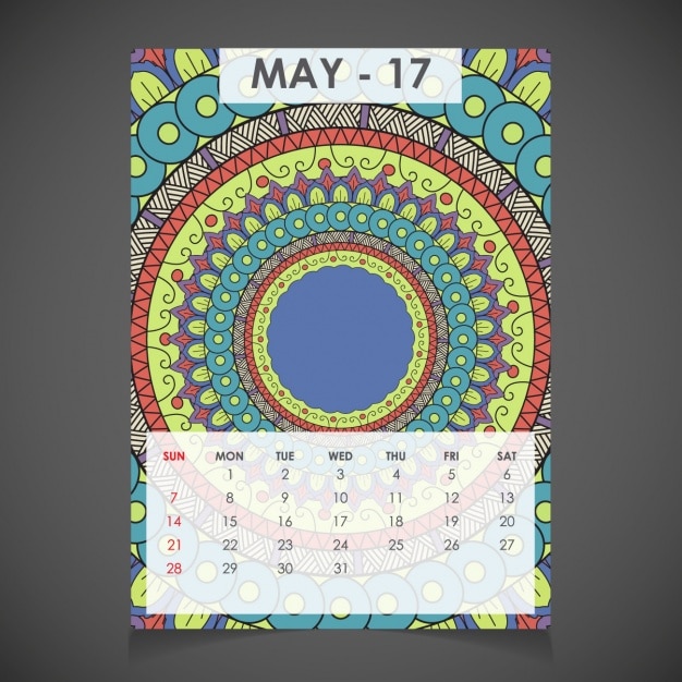 Free Vector may ornamental calendar for 2017