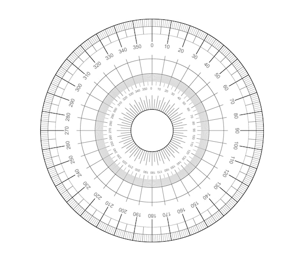 Free vector measuring circl isolated outline circle degree measurement angle