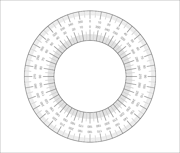 Measuring circle blank Circular Protractor grid for measuring degrees