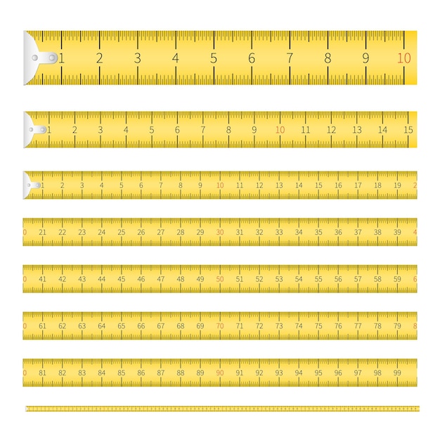 Free Vector measuring tape with inch and metric scales set