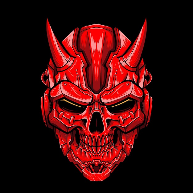 Free vector mecha devil skull vector logo