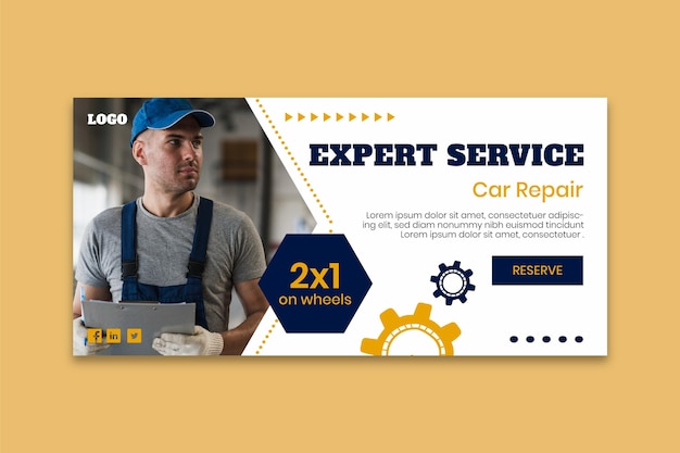 Mechanic banner template with photo