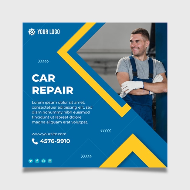 Mechanic flyer square template