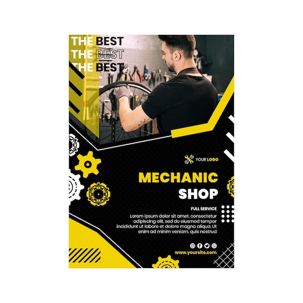 Mechanic shop vertical flyer template