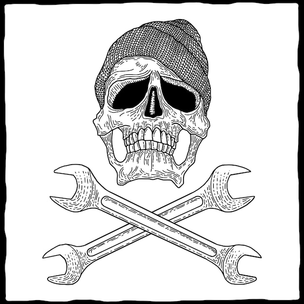 Free vector mechanic skull poster